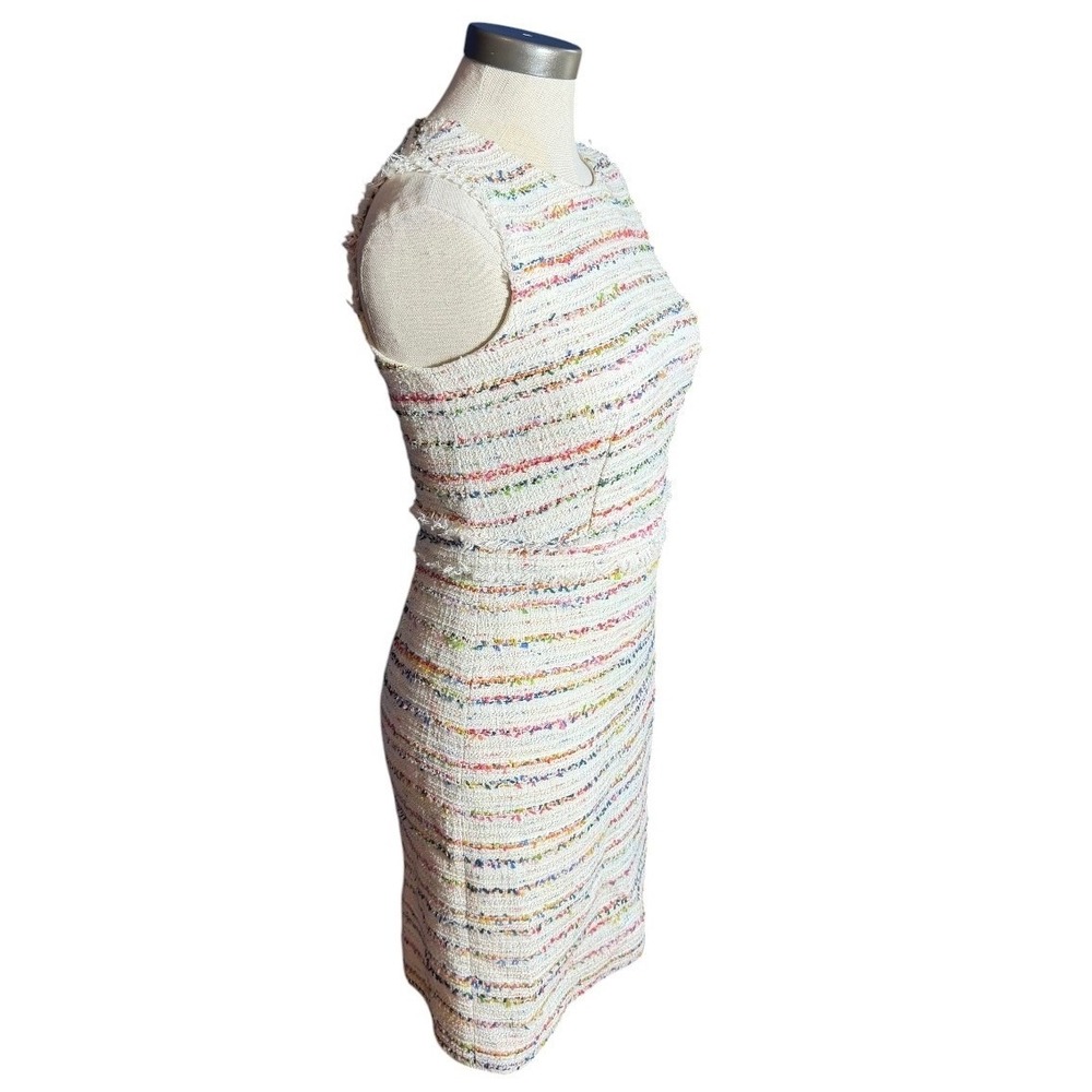 J.Crew Womens Rainbow Tweed Sheath Dress Ivory Multi Striped L0146 SP19 Size 2 - Picture 4 of 9